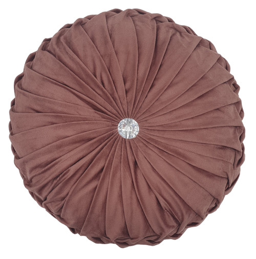 Round Cushion Soft Plush Velvet Cushions Luxury Chic Filled Scatter Cushion Round Dark Pink