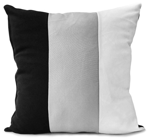 large 3 tone Striped cushions + covers or covers only 17"x17", 21"x21" Black/GREY/White