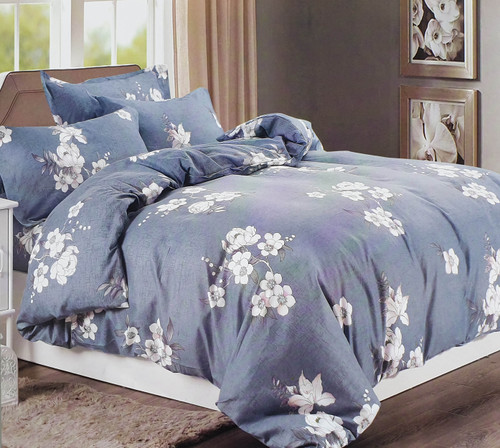 Duvet Cover with Pillow Cases Quilt Cover Bedding Set in Double King size 90 GSM DAISY D/EGG BLUE