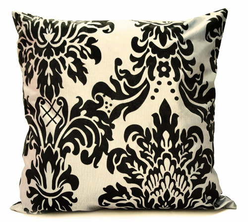 Set of 4 cushion covers flock damask Light cream 17"x 17"