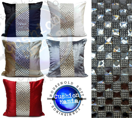Designer Cushions Or Covers Velvet Square Diamante 17"x17" or 21"x21"