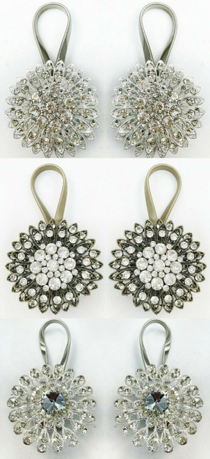 Magnetic Tiebacks Pair Diamante 10cm