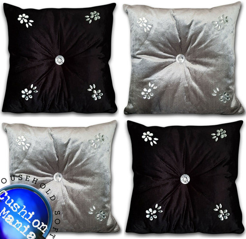 Velvet Chic Filled Cushions DAISY Diamante Cushions