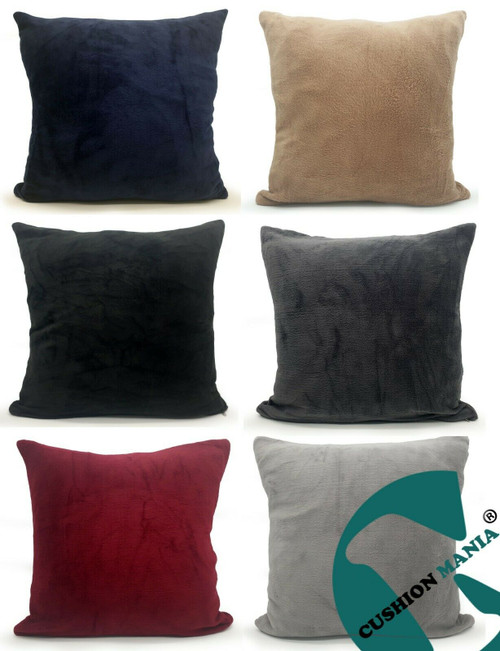 Plush Faux Fur large Cover of filled cushion Plain