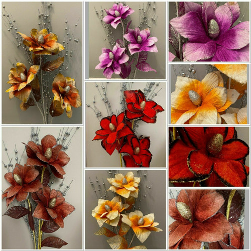 Artificial Flowers Bouquet Glitter VELVET 5 colours Artificial Flowers Bouquet Glitter VELVET 5 colours
