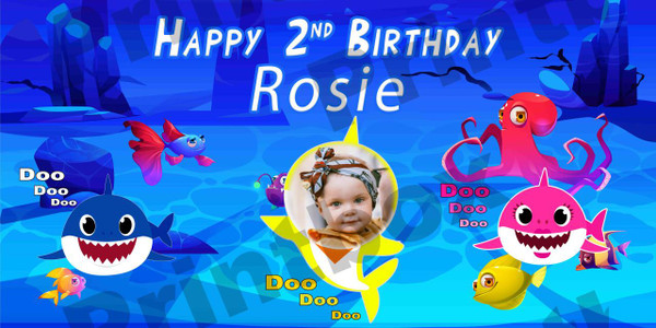 Children Birthday Banner Shark   Children Birthday Banner Shark