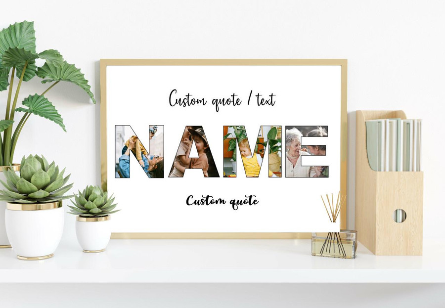  Personalised name word art photo collage personalised print 
