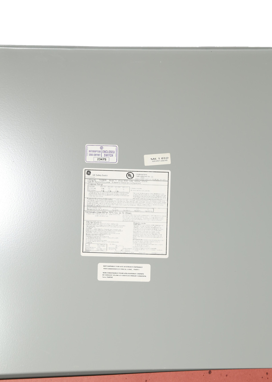 TH3365R ABB Outdoor Fusible 400A 600V Safety Switch by General