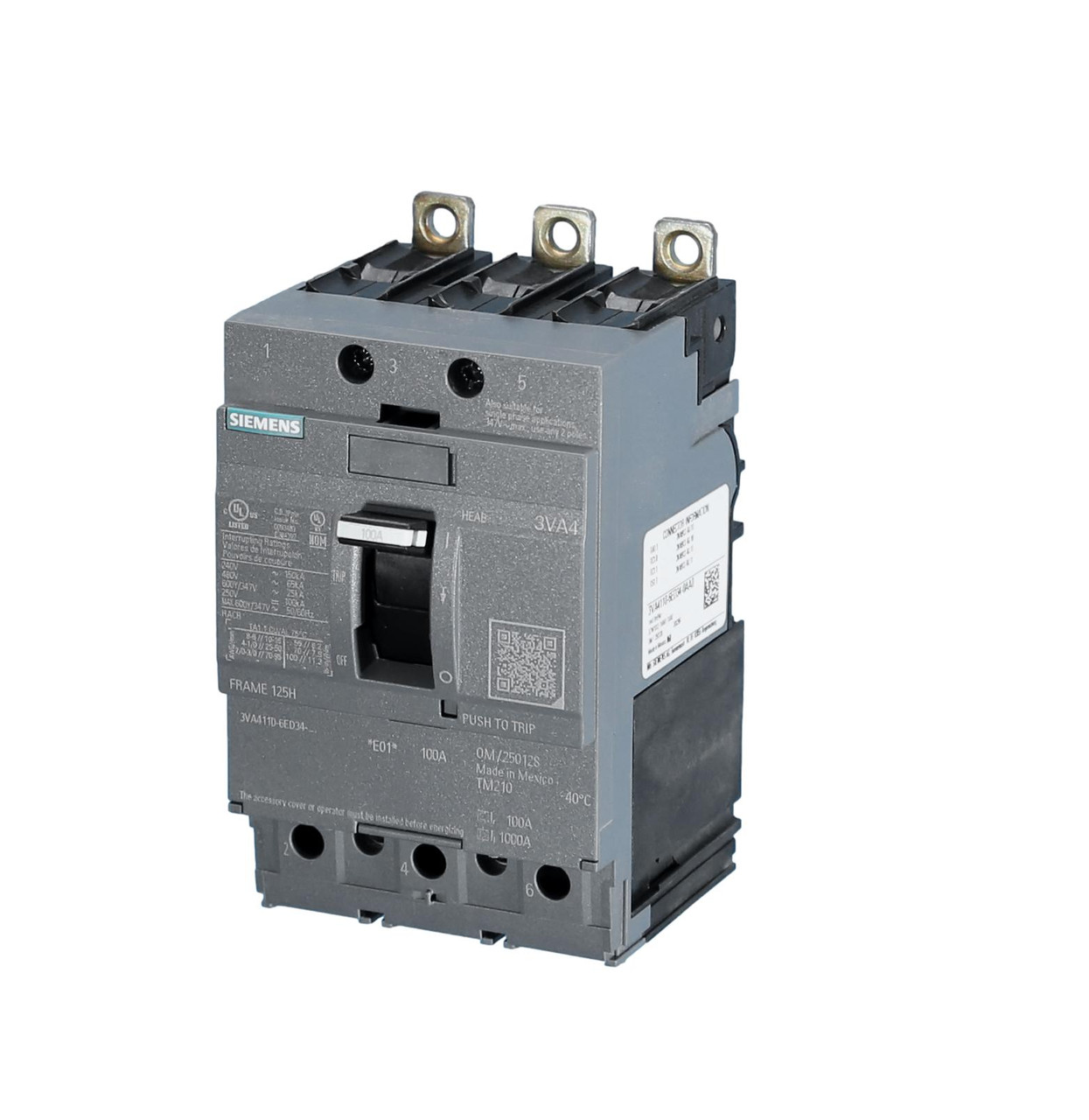 3VA4110-6ED34-0AA0
100 Amp, 3 Pole