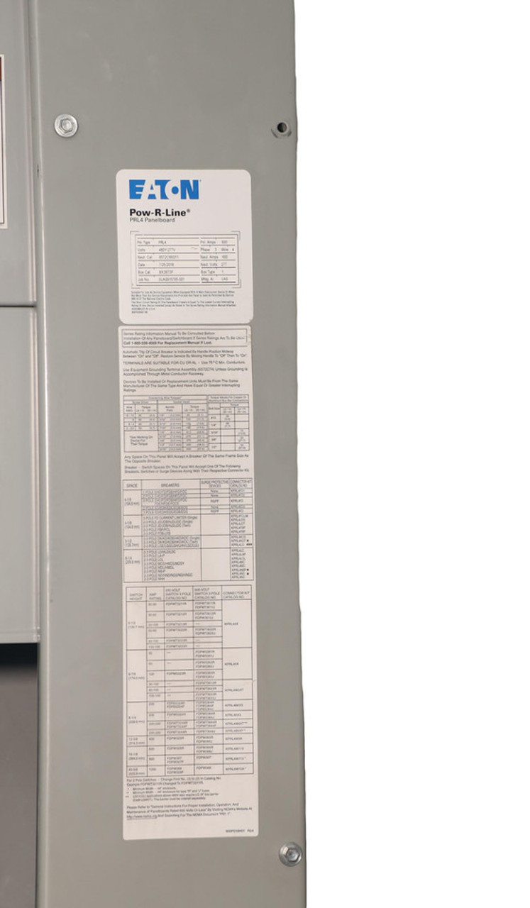 Eaton 3 Phase 480Y/277 Panelboard
Label View