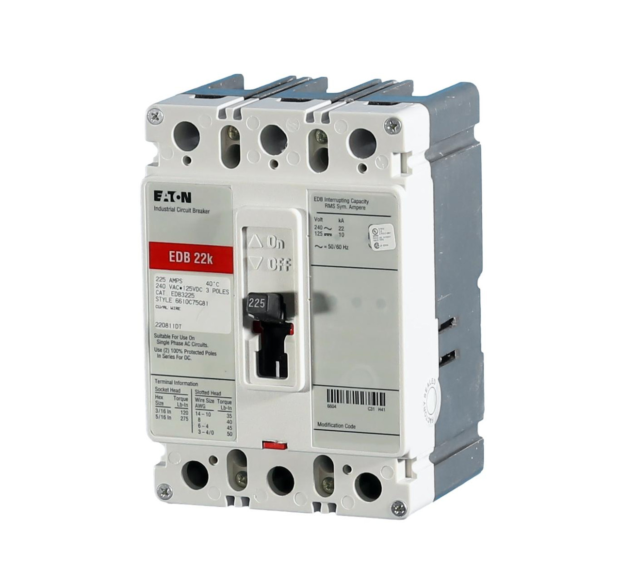 EDB3225 Eaton 22K Circuit Breaker
Style No. 6610C75G81