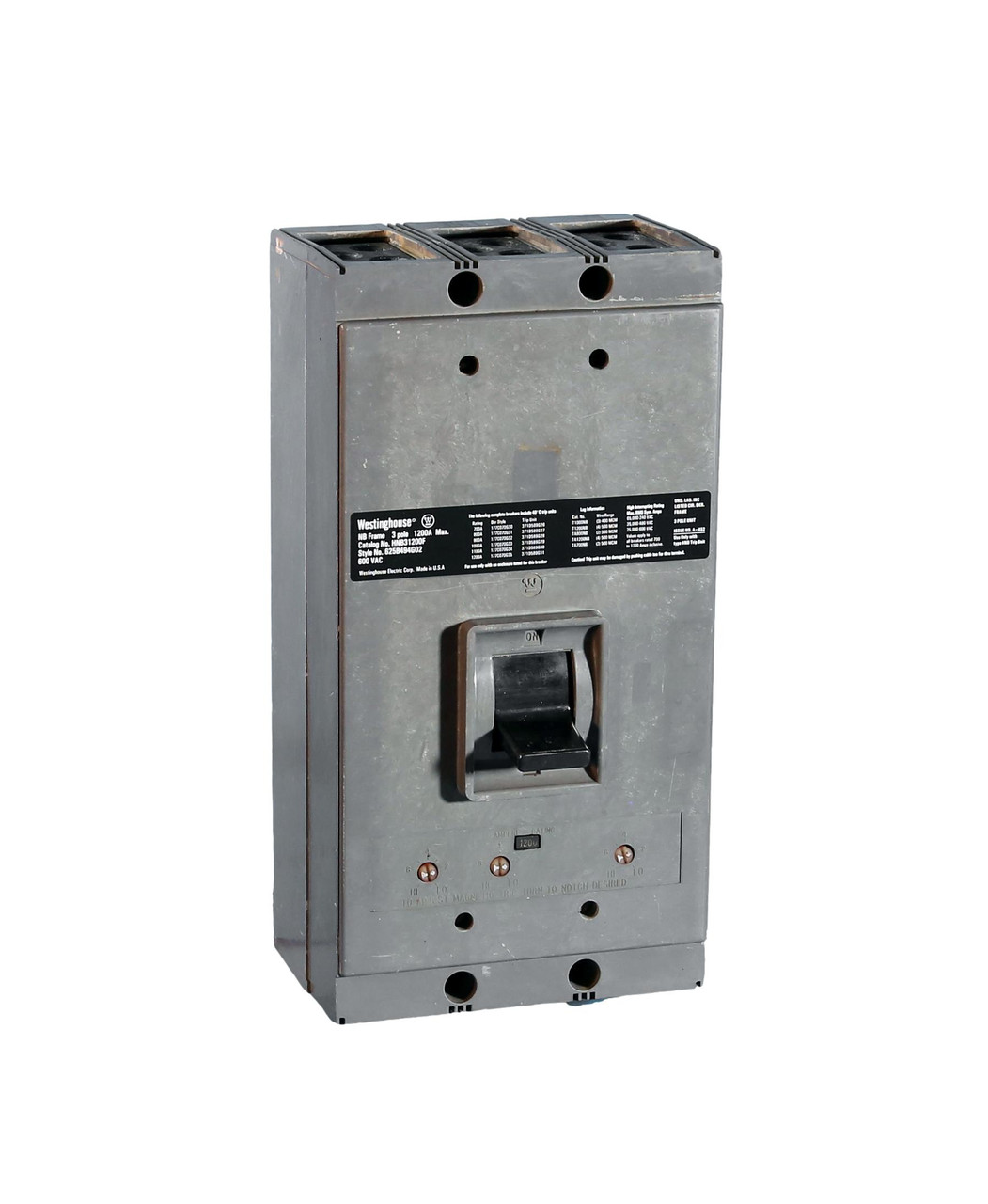 HNB31200F Circuit Breaker
1200 Amp Thermal Magnetic Trip, W/Load End Lugs