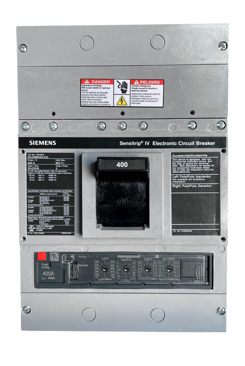 SHJD6B400LSIG Siemens 400 Amp SENSITRIP III Electronic Breaker