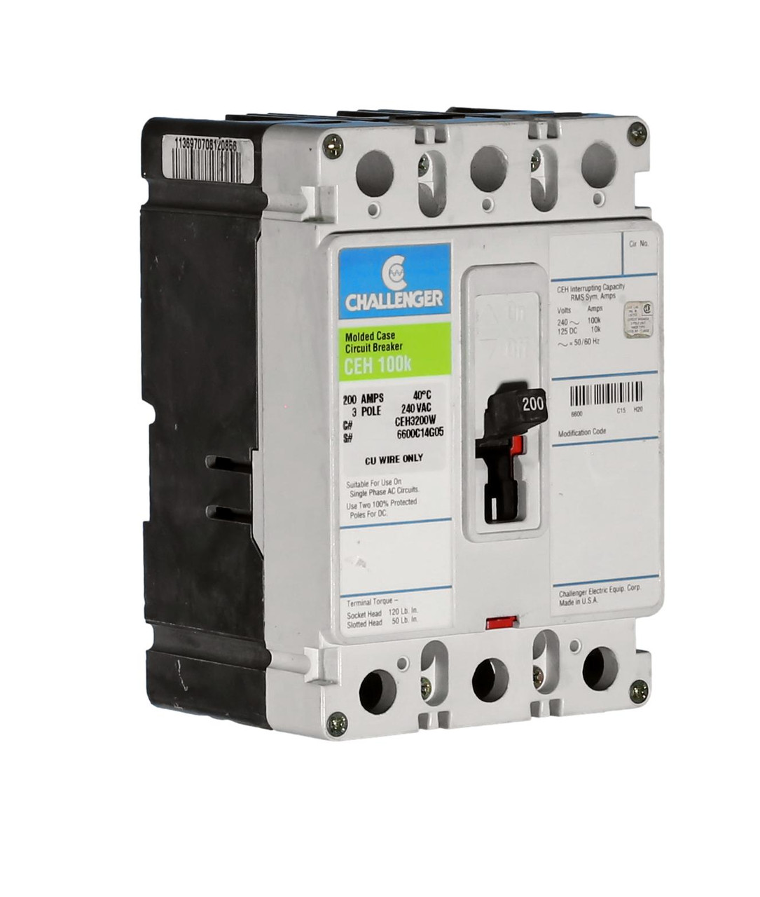 240 Volt Challenger Brand Circuit Breakers, CEH3200 Molded Case