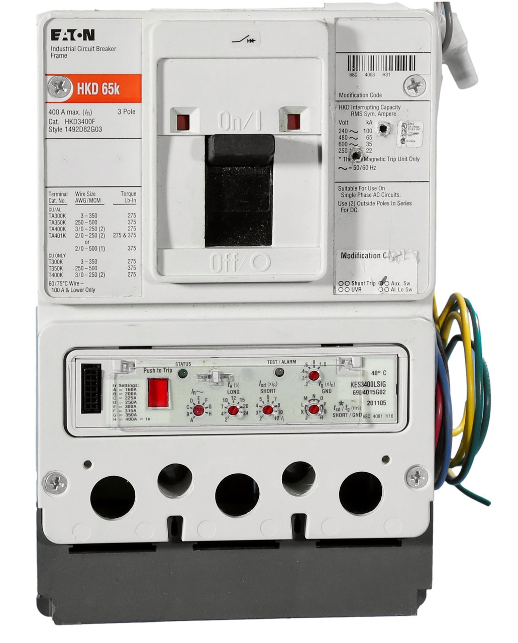 HKD3400LSIG Eaton Electronic Breaker w/310+ KES3400LSIG Trip Sensing