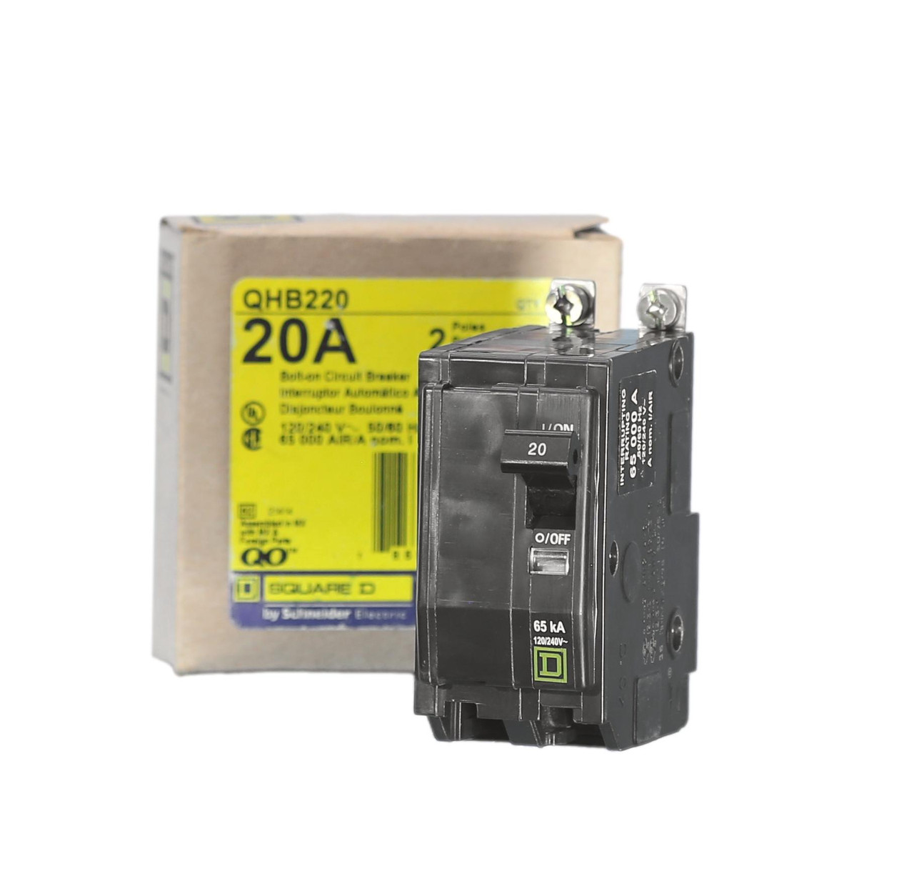 QHB220 
65K Rated, 2 Pole, 20 Amp Bolt-On Circuit Breaker