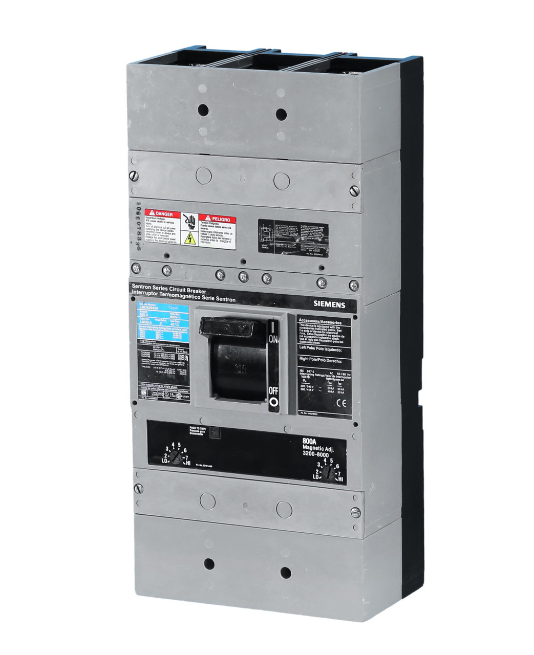 Single Phase LMXD62B800 Circuit Breaker w/800 Amp Thermal Magnetic