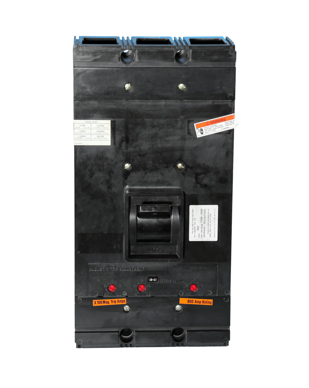 MAM3800 Westinghouse breaker
Mag-Only Adjustable Magnetic Trip Range 1500 to 3000A