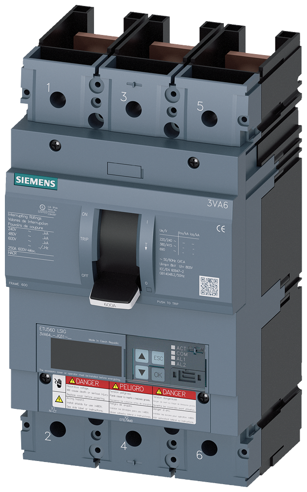 3VA6440-5JQ31-0AA0 Siemens Molded Case Circuit Breaker With Electronic Trip Unit, 400A 3-Pole