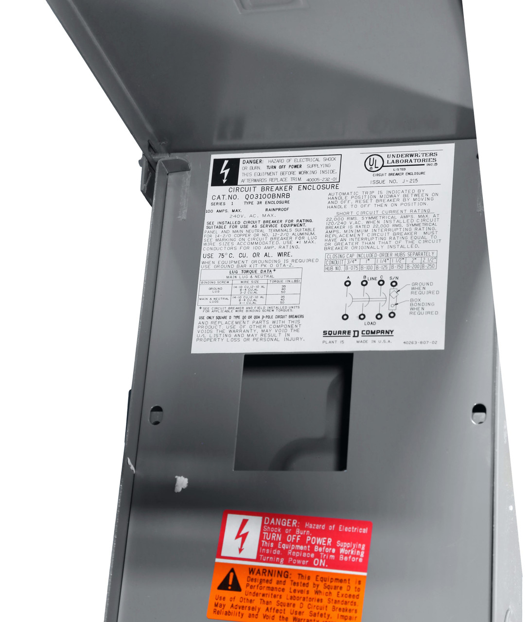 Outdoor Breaker Enclosure
100A, 3 Phase, 240V