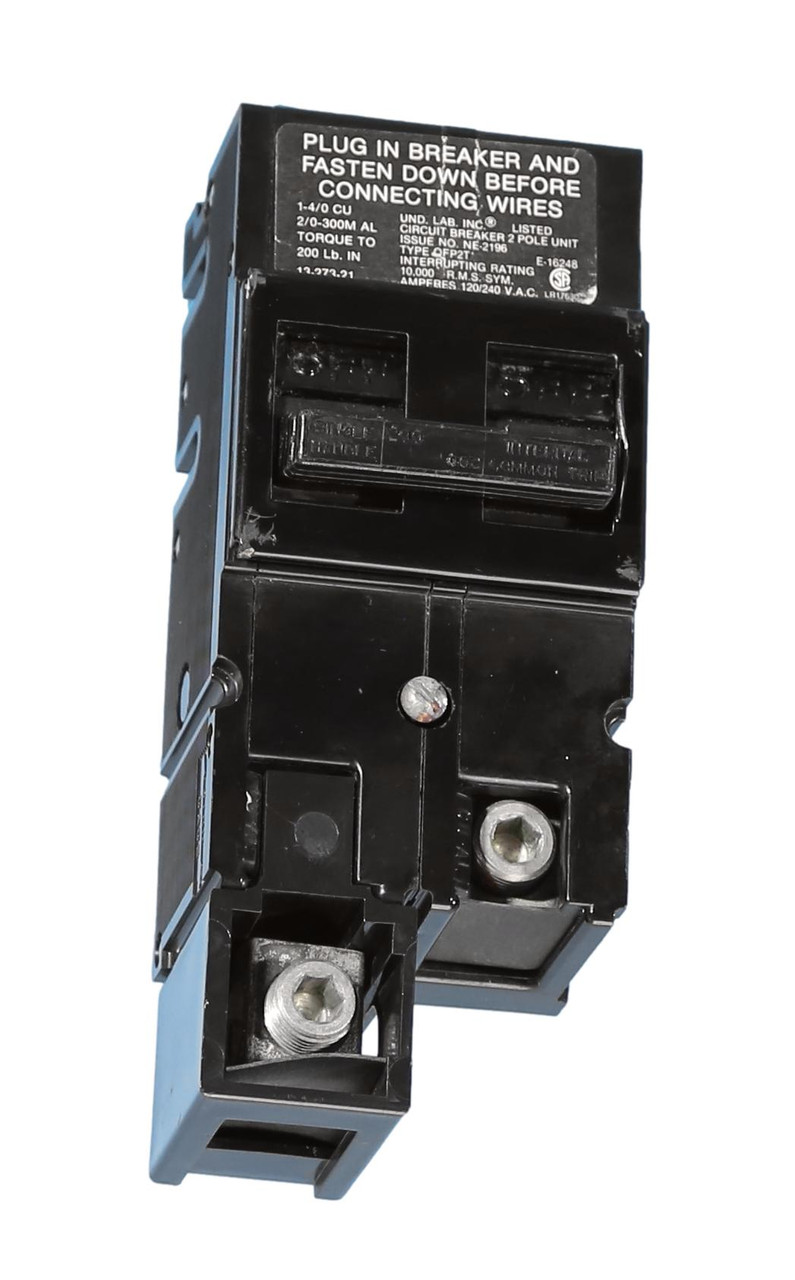 QFP2002T Type QFP2T Zinsco Circuit Breaker w/staggerd Lugs, Side Access