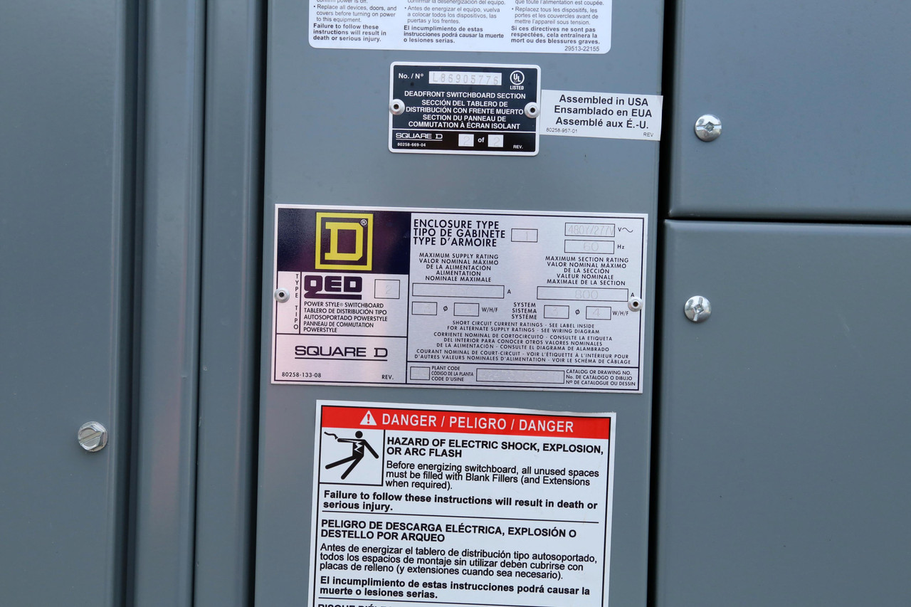 QED2 800A Main Switchboard w/Distribution 277/480V, I-LINEQED2 800A Main Switchboard w/Distribution 277/480V, I-LINE