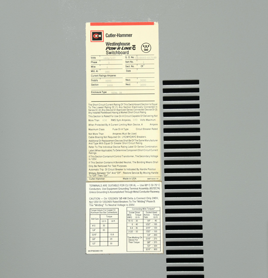 3000 Amp Outdoor Switchboard
(Breaker not included, but is in stock)
