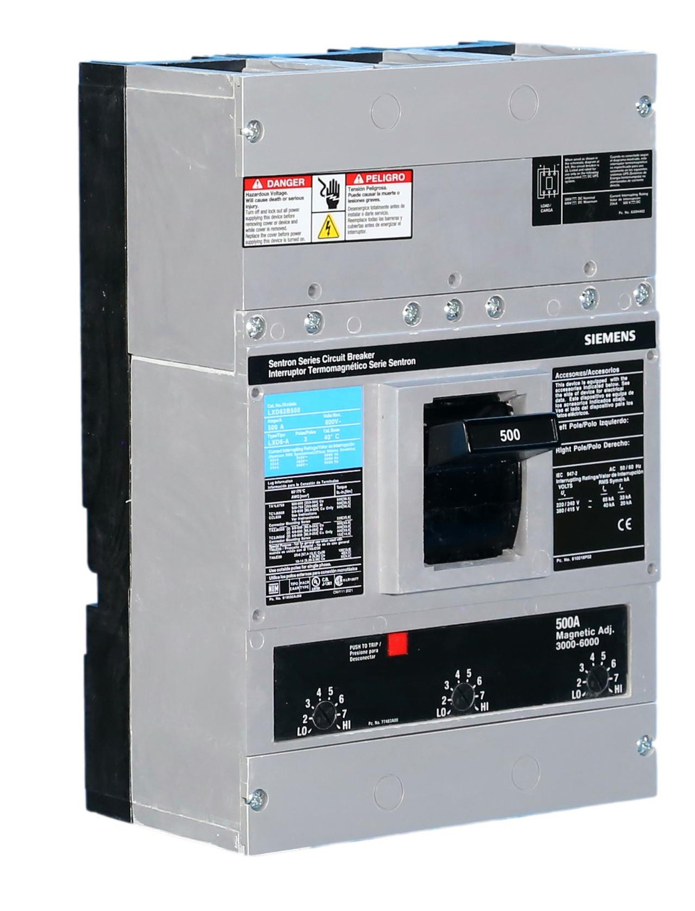 XD63B600
Sentron 600A Circuit Breaker