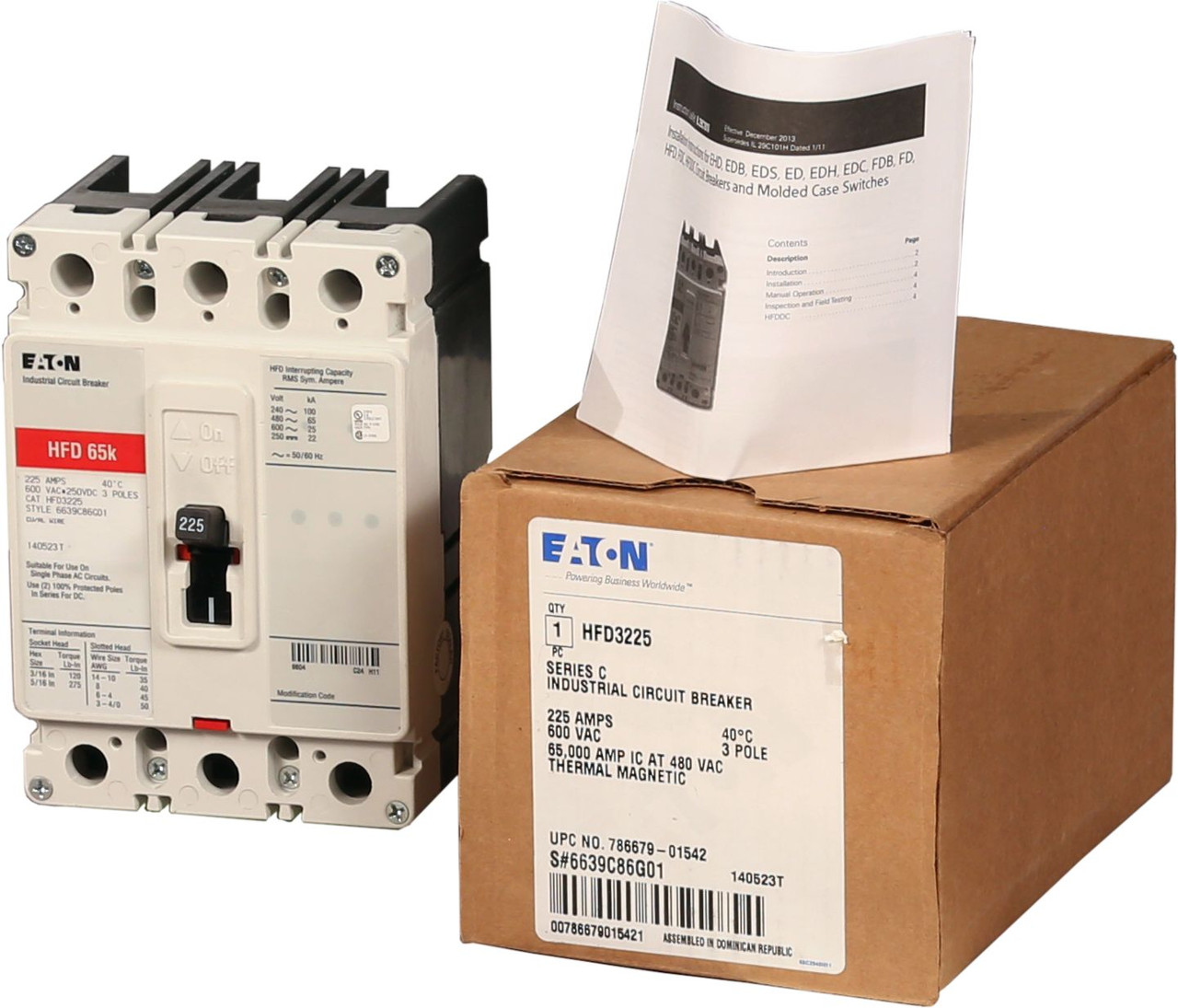 Series C HFD3225 Eaton 225A Circuit Breakers