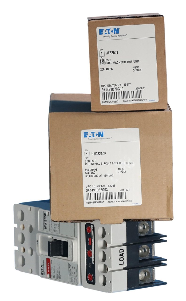 New or Re-certified Eaton 250A HJD3250 Complete Circuit Breaker