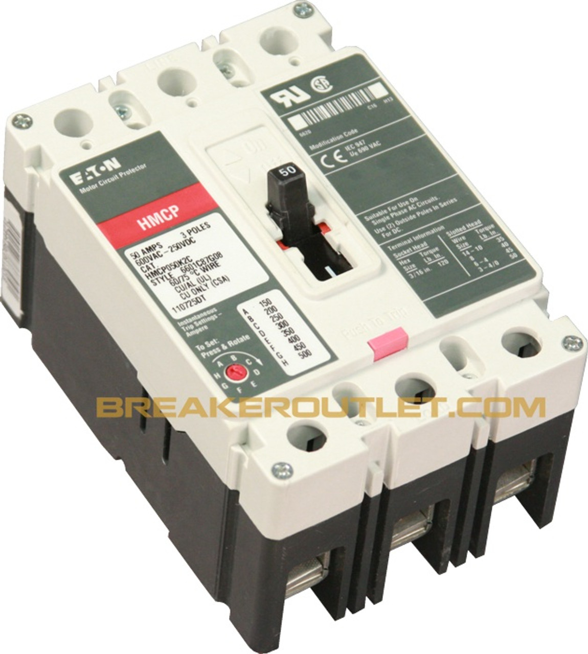 HMCP050K2C 50 Amp HMCP Motor Circuit Protector