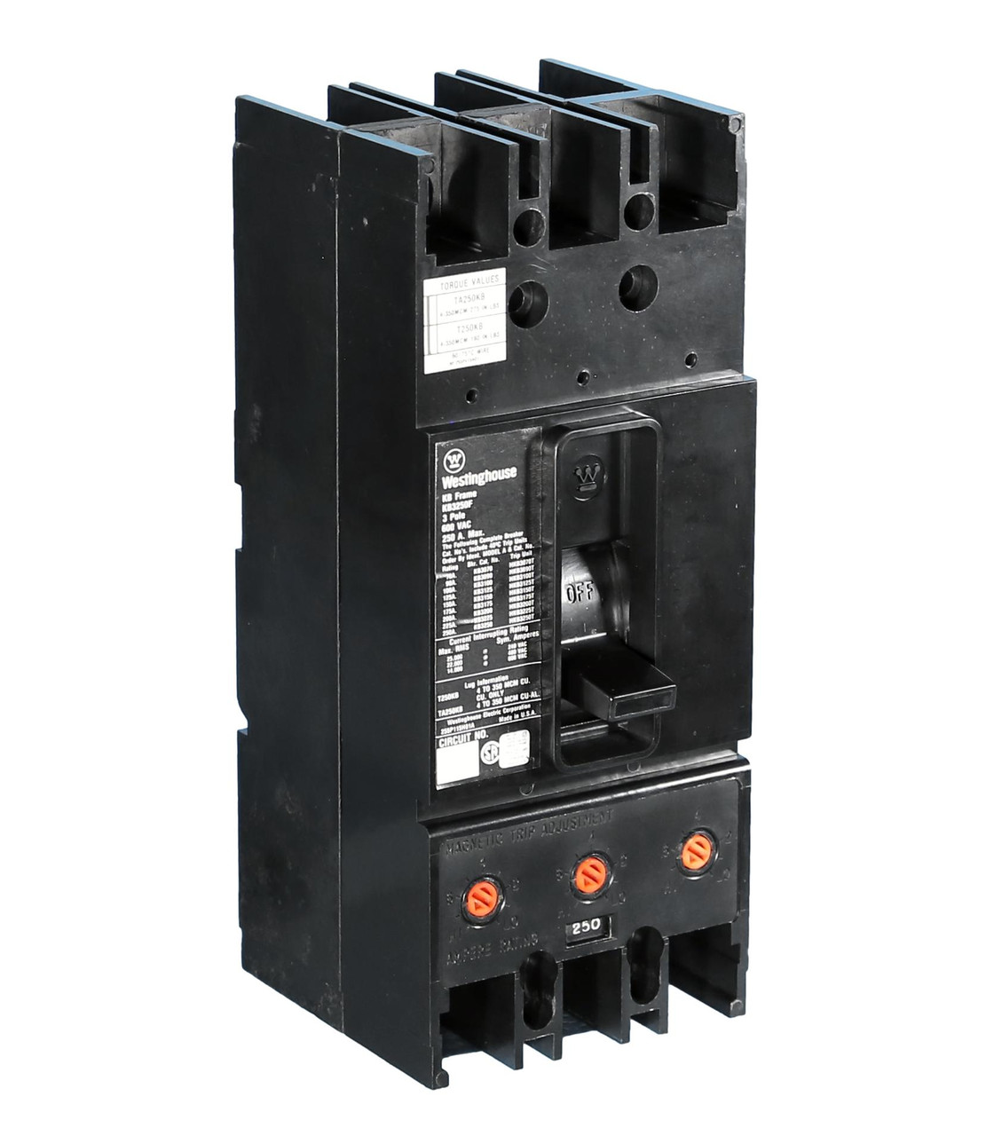 KB3250 New
250 Amp Westinghouse Complete Circuit Breaker