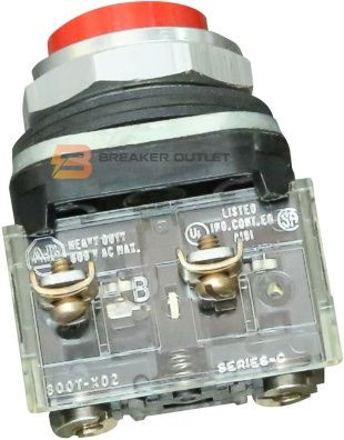 800T-B6D2 Allen-Bradly 30.5mm Type 4/13 Extended Red Push Button