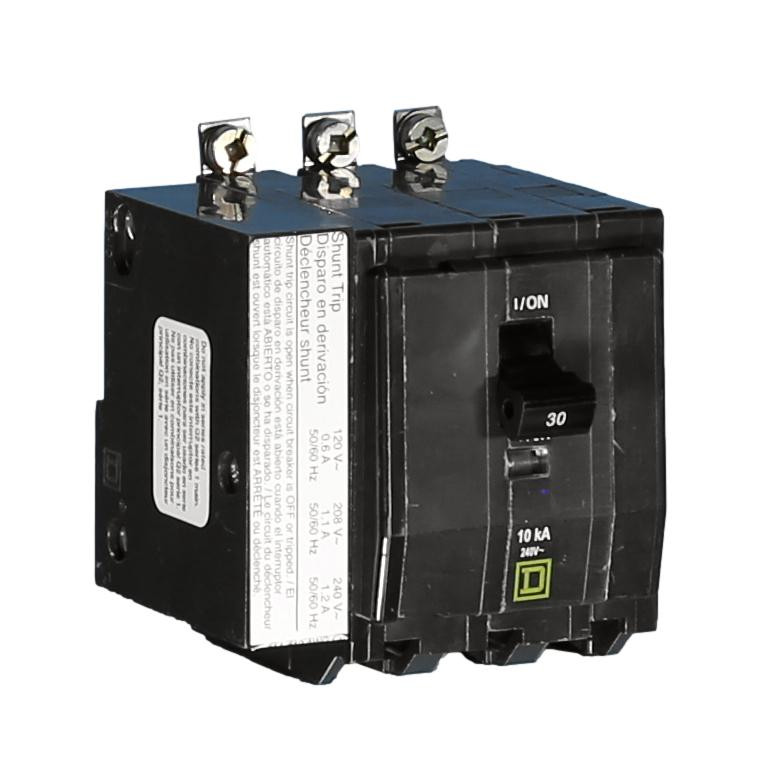 QOB3301021 Square D 3 Pole 30 Amp Circuit Breaker with Shunt Trip
