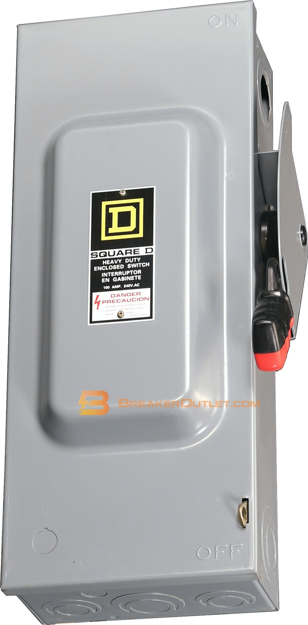 H323N Square D 100A 240V Fusible Safety Switch Neutral - Breaker