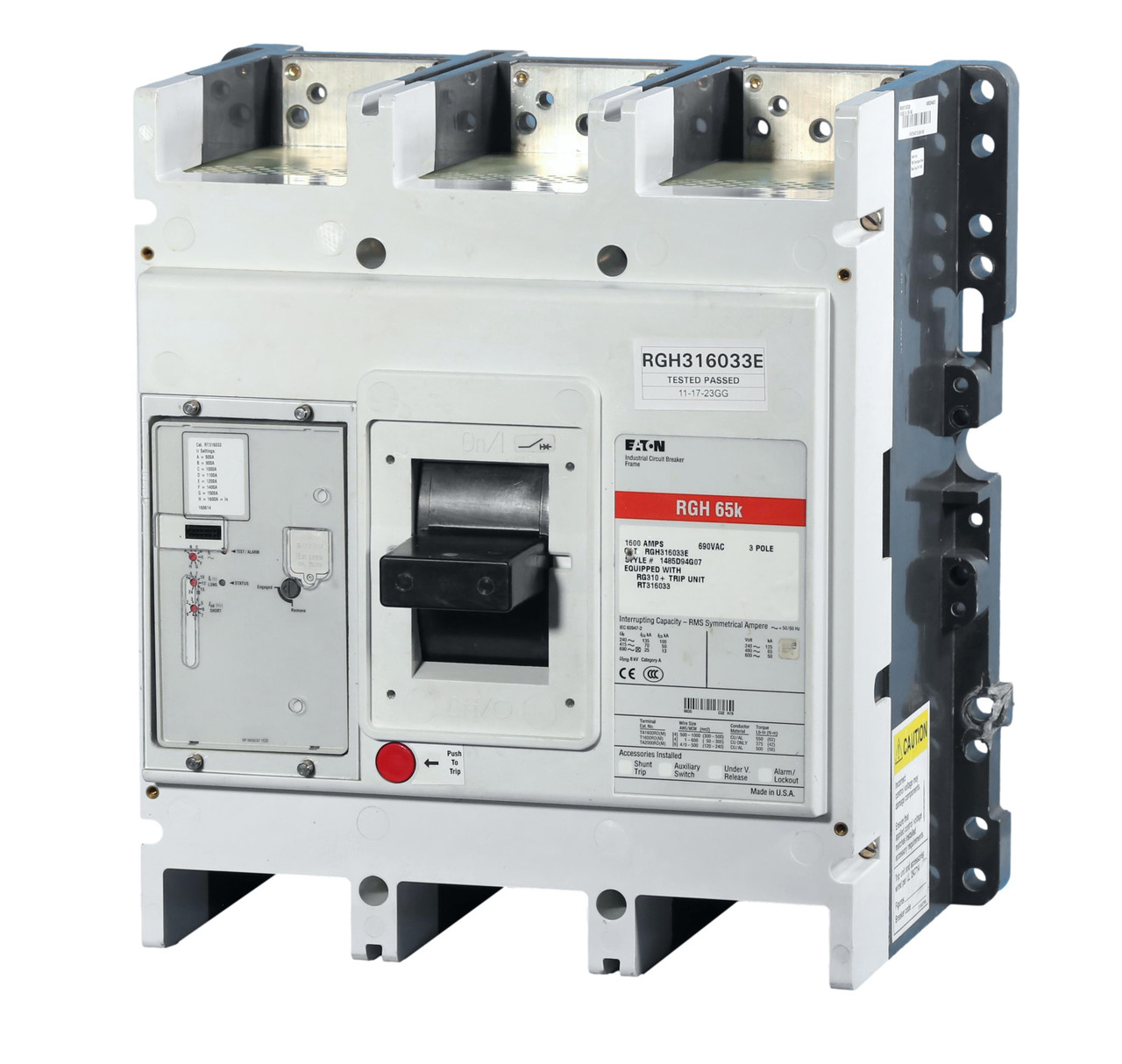 RGH316033E Eaton Cutler Hammer RGH 1600 Amp 65k Electronic Circuit Breaker