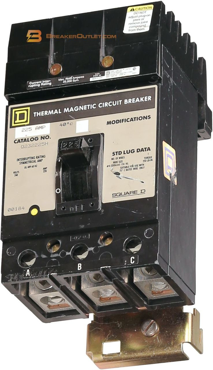 Refurbished Q232225H Square D 225A 240V I-Line Circuit Breaker -Used