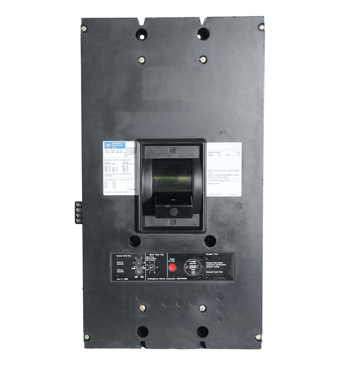 PCCG32000F Westinghouse
100% Rated & Ground Fault Feature