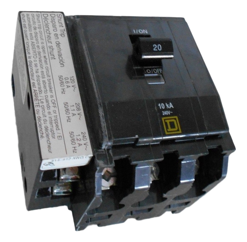 QO3201021 Square D 3 Pole 20 Amp Circuit Breaker with Shunt Trip
