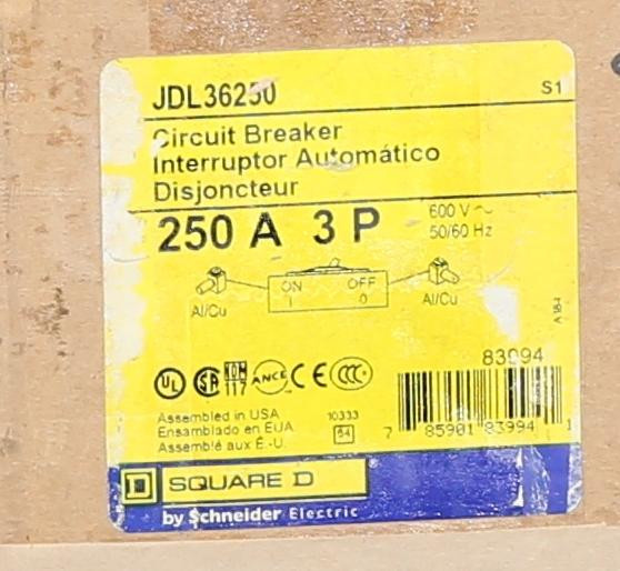 Square D Panelboard - JDL36250 PowerPact Breaker (250A) New