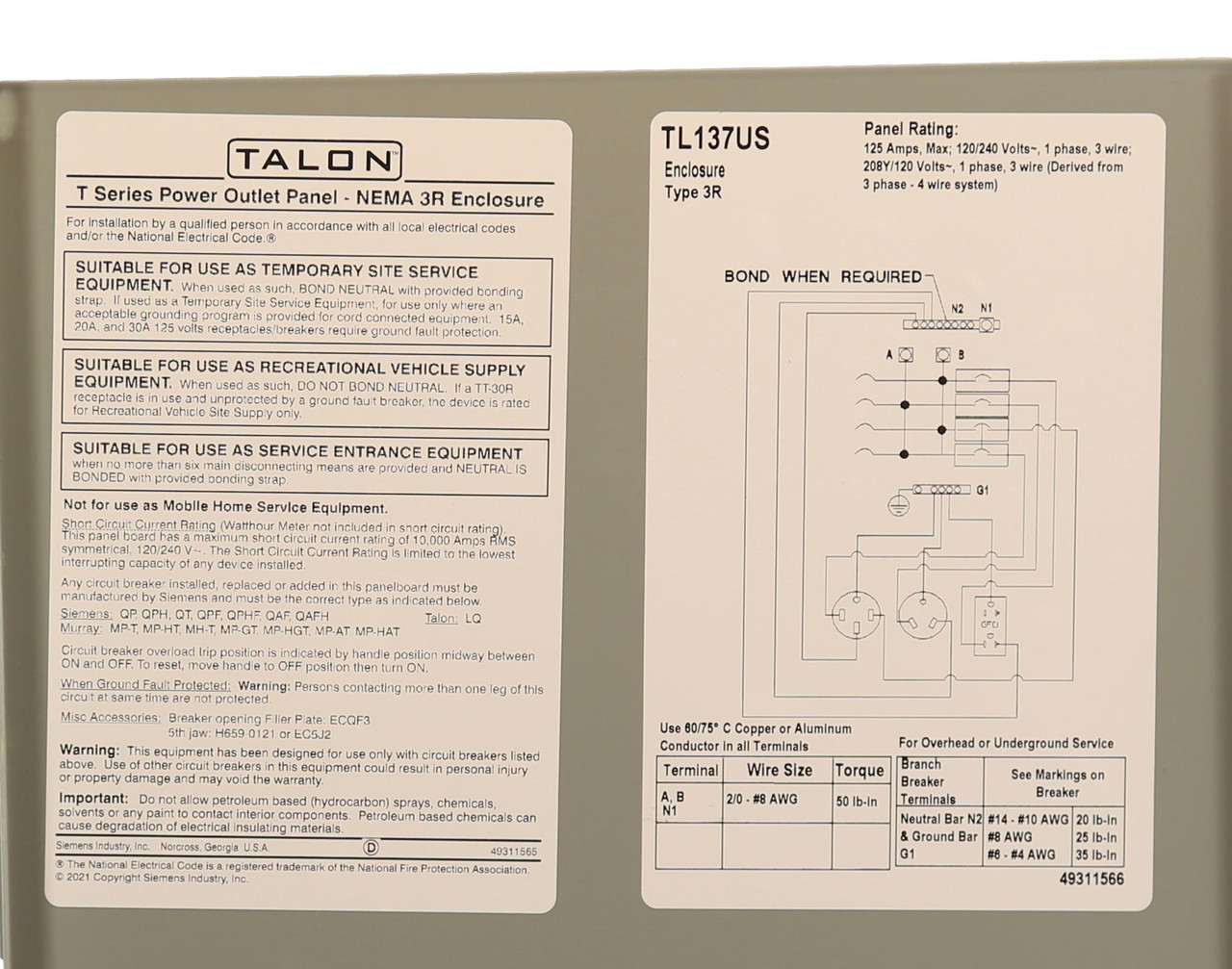 Temp Power Panel
GFI