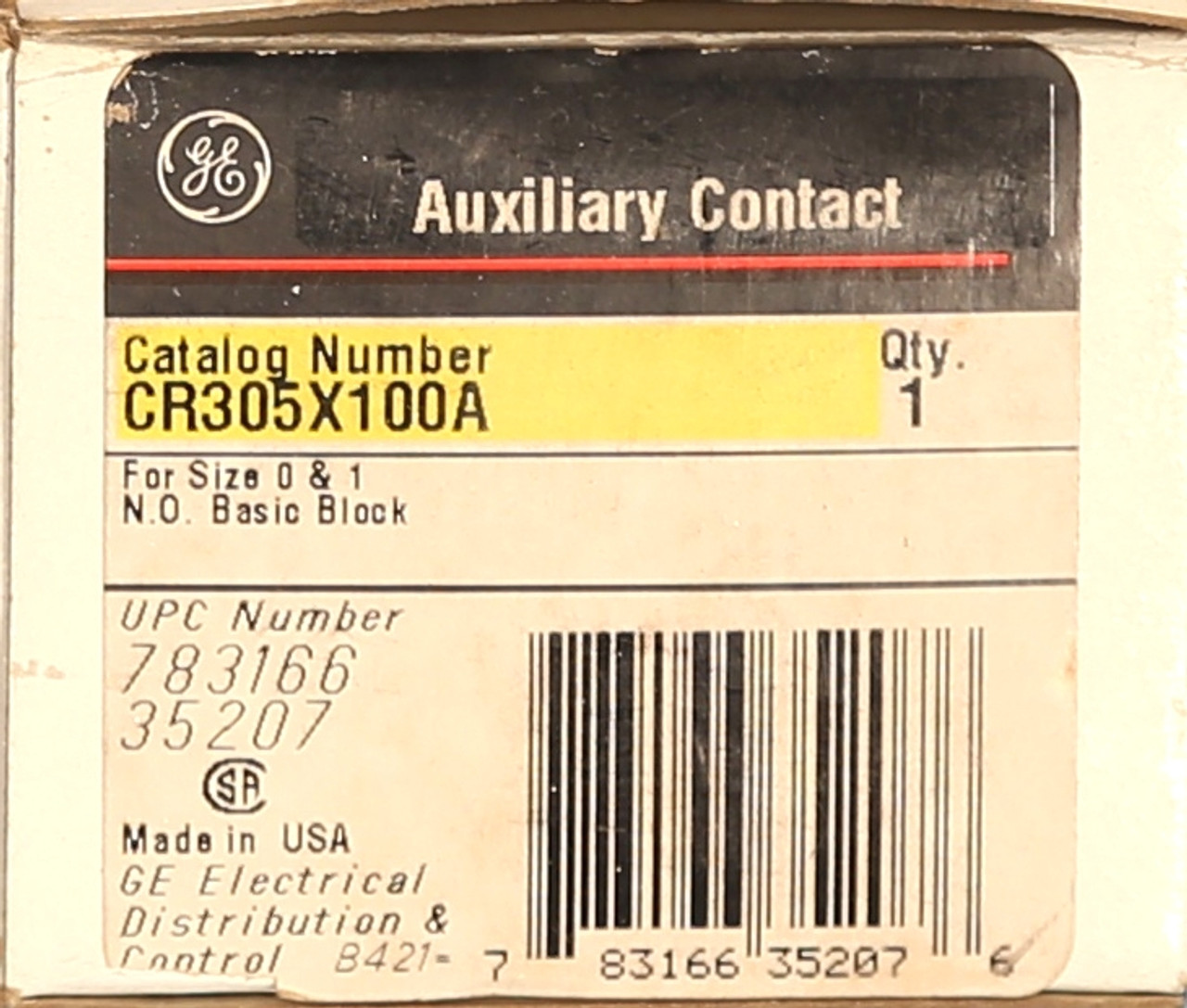 CR305X100A
 Auxiliary Contact