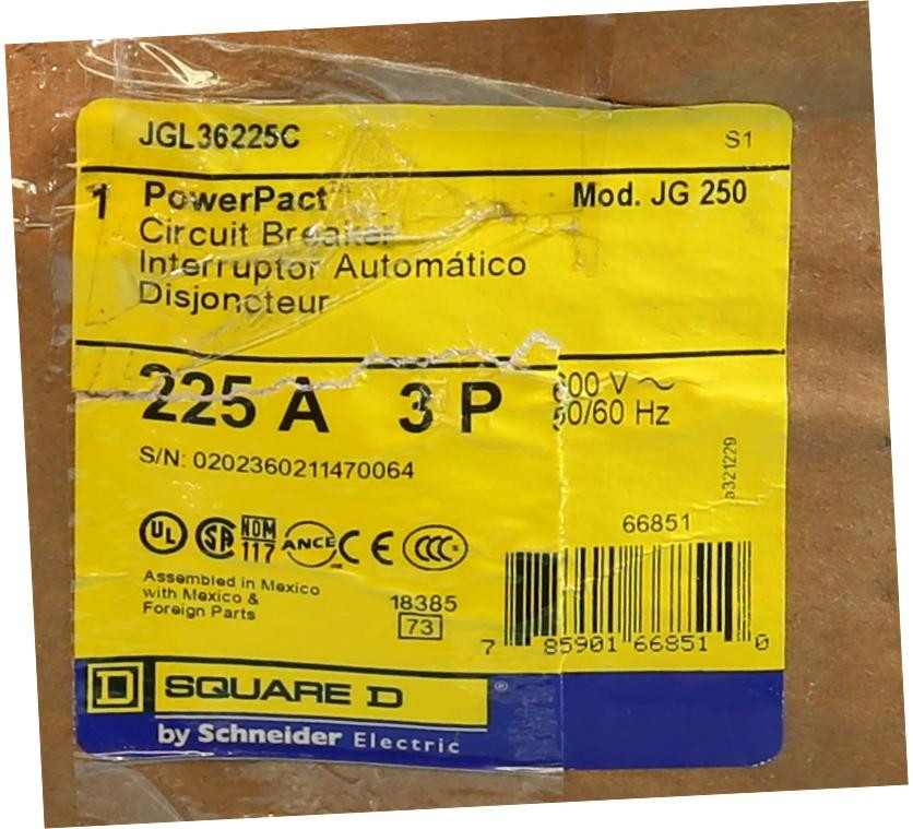 100% Rated Continuous Current JGL36225C Power Pact by Square D