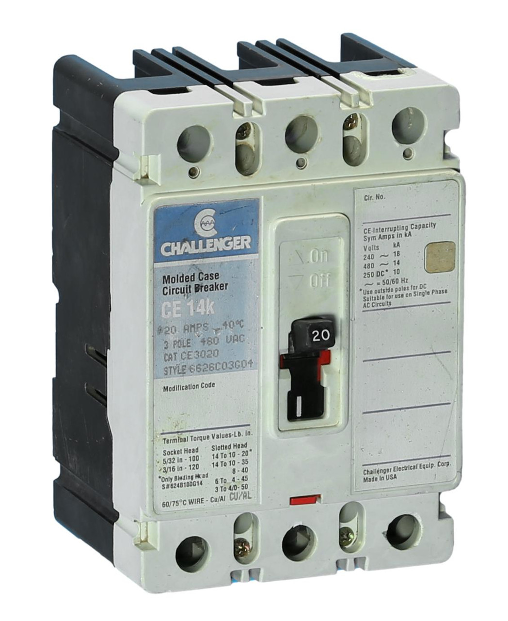 Challenger Brand Circuit Breakers, CE3020 Molded Case Breaker