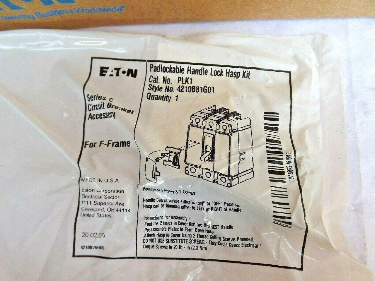 Eaton PLK1 Hasp pad lockable handle lock off for ED or HFD