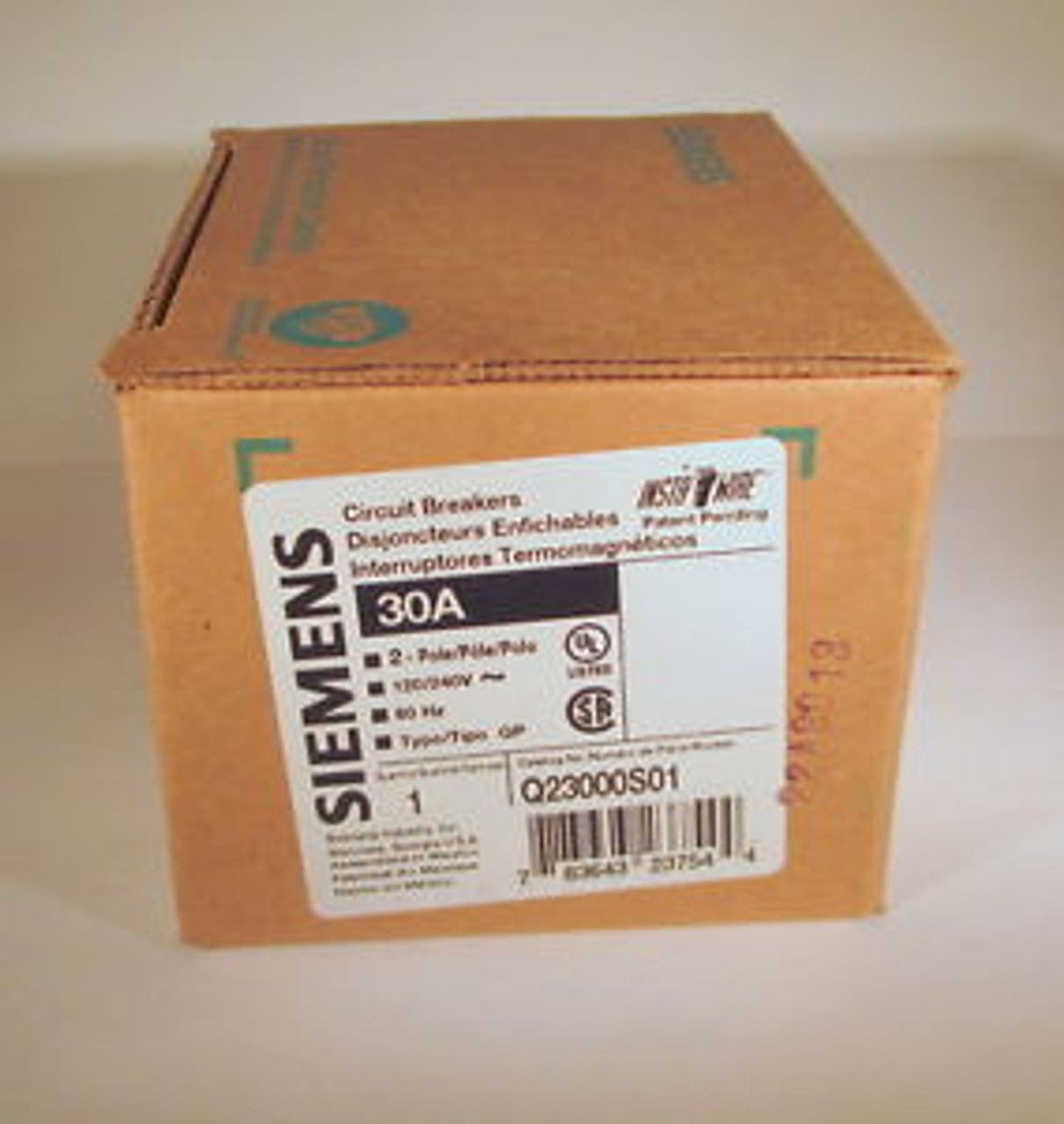New, Siemens Q23000S01 Shunt Trip 2 Pole 30A Circuit Breaker