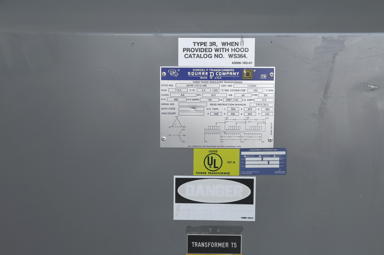 112T3H
112.5kVA XFMR