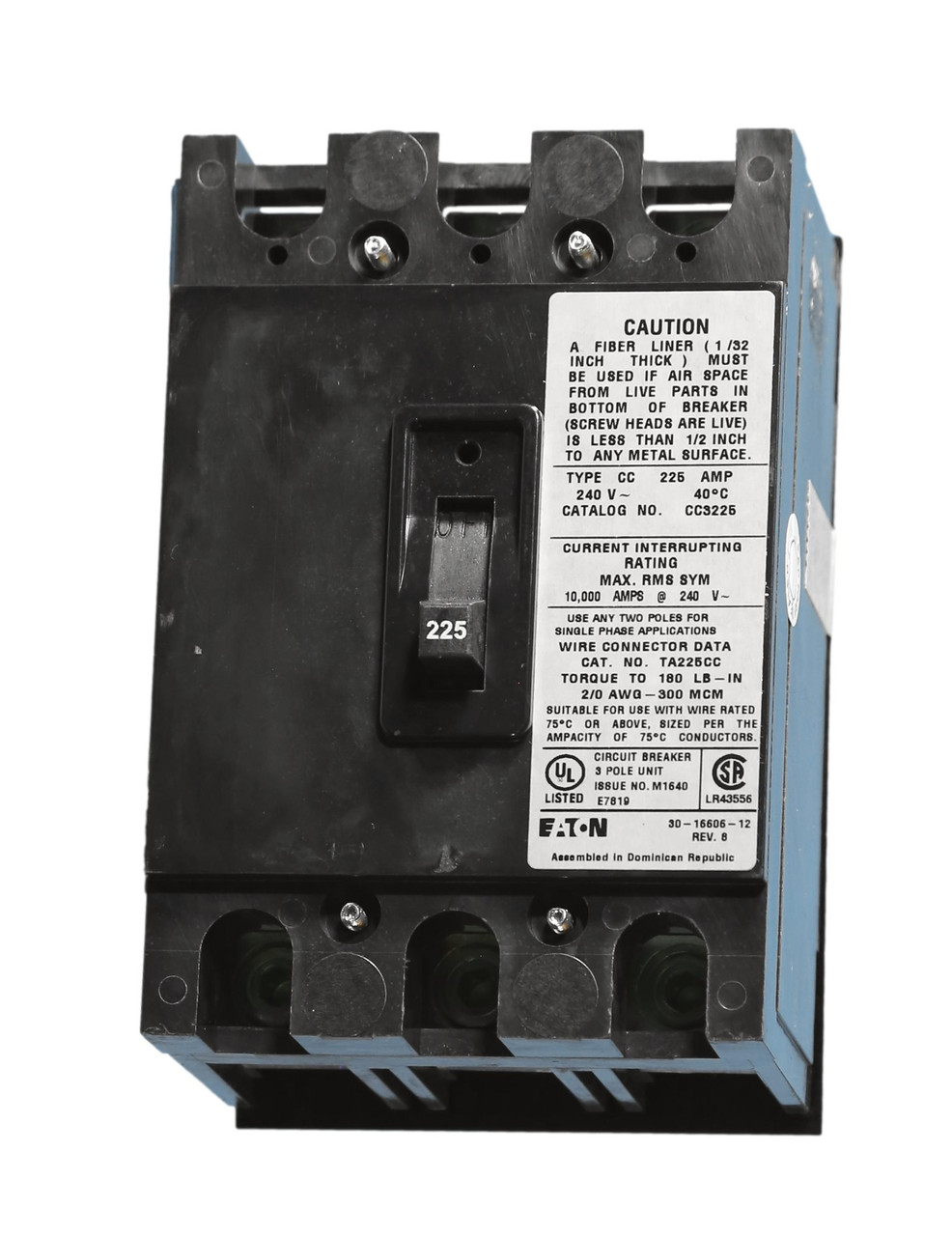 Cutler-Hammer Original MCCB 3 Pole, 225A, CC32225 Breaker