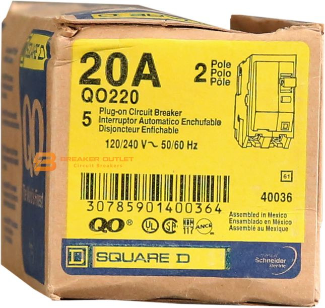 CB ONE ゾロ220 Buy New QO220 Plug on Square D 2 Pole 20 Amp Circuit Breaker for