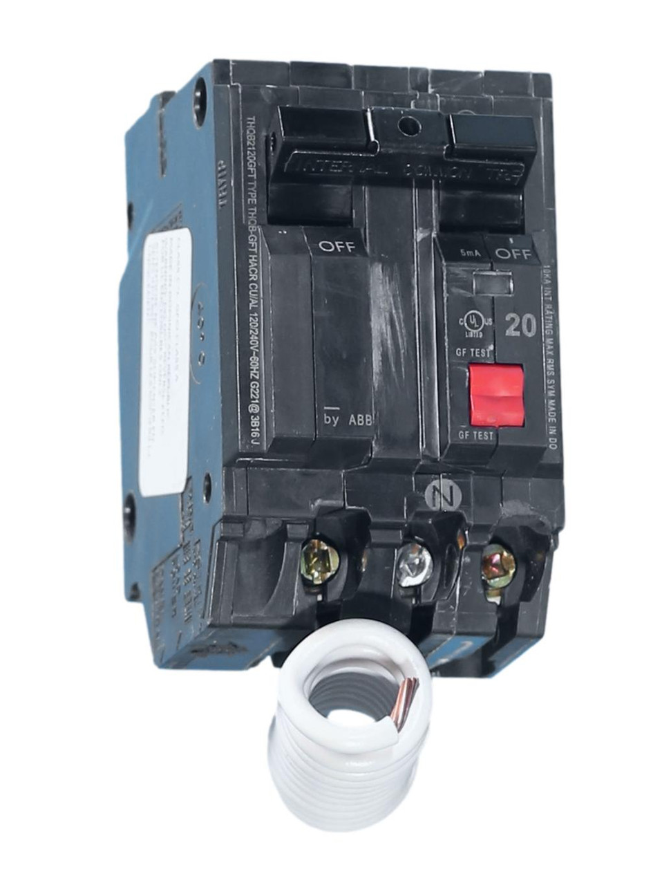 THQB2120GFT
2 Pole Ground Fault Circuit Breaker